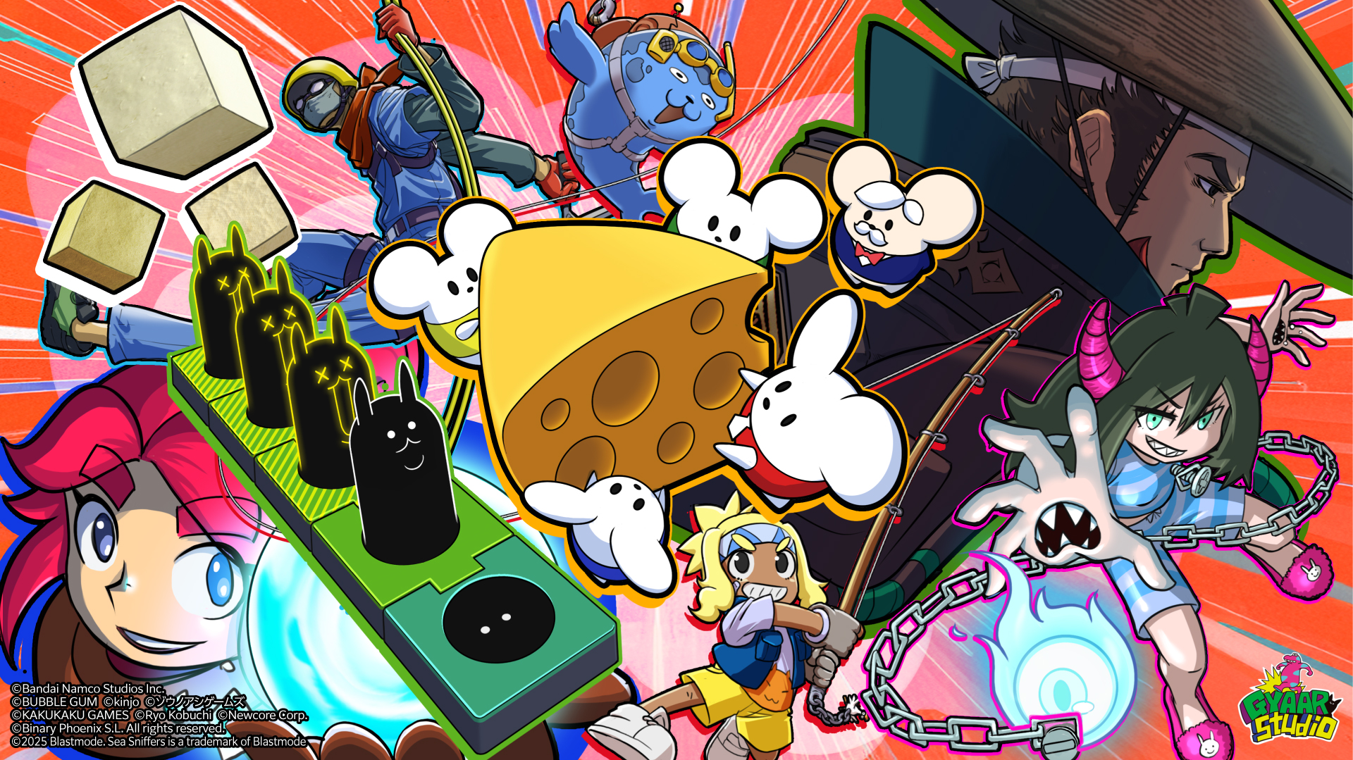 All-star characters of the 1st GYAAR Studio Indie Game Contest winning titles!